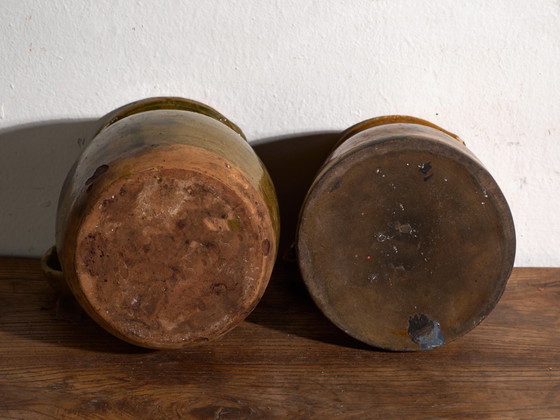 Pair of Antique Glazed Ceramic Jugs, Central Europe, circa 1920 #3, Crockery, Brown (photo 11 of 12)