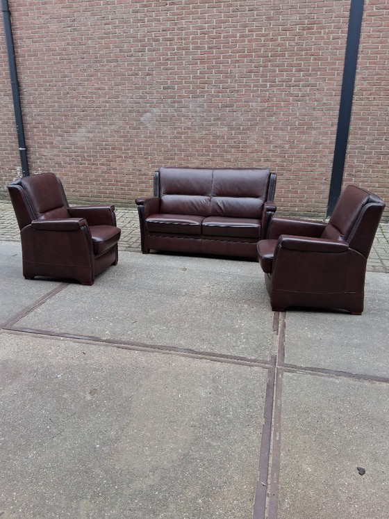 Image 1 of Set di divani Three B 2+1+1 in pelle bovina. In ottime condizioni!