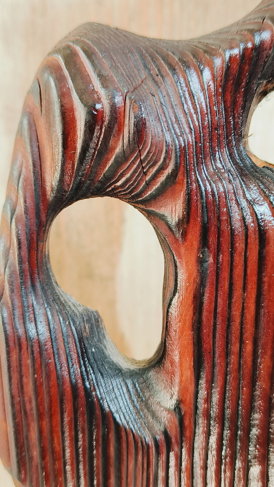 Image 1 of Brutalist vintage hand gesneden Zwarte woud spiegel