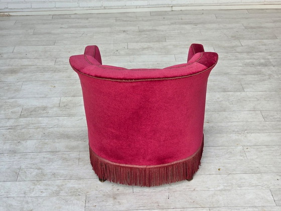 Años 60, Sillón Relax danés, Terciopelo de Mueble Rojo, Patas de Madera de Fresno. – Sillones, Velvet, Wood (photo 14 of 25)