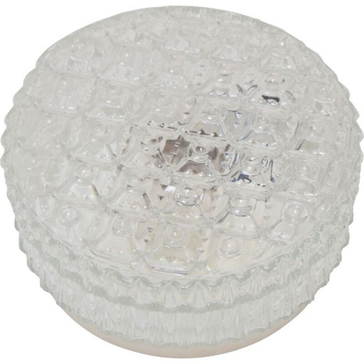 Vintage glazen en metalen plafond- of wandlamp, Tsjecho-Slowakije 1970
