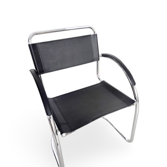 Image 1 of 3er Set Bauhaus Freischwinger Midcentury Stuhl Italy Schwarz