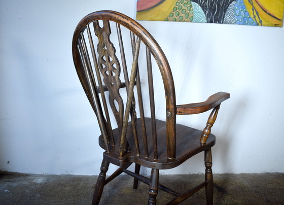 Image 1 of Antique Windsor Wheelback Chair Armchair