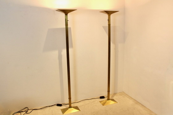 Brass Italian Uplighter Floor Lamp, stock of two, Floor lights, Mid Century Modern (photo 2 of 11)