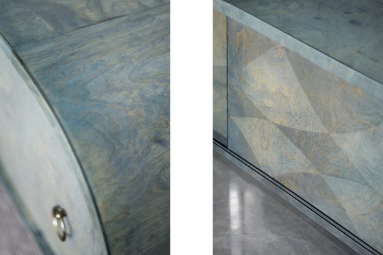 Image 1 of Vintage Mid-Century Modern Italian Turquoise Streamline Sideboard in Birch, 1960s