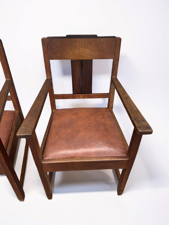 Image 1 of 2x Art Deco / Amsterdamse School stoelen