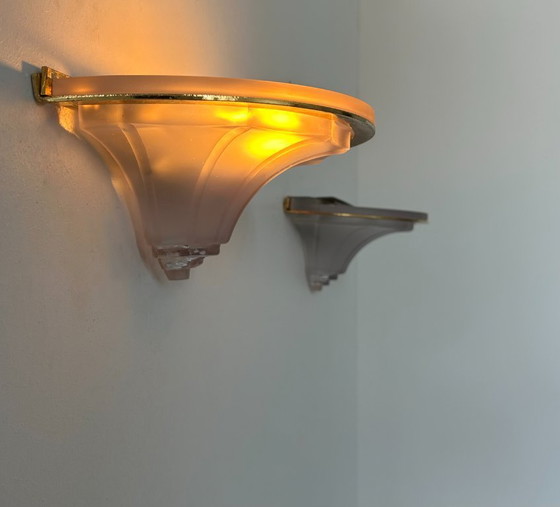 Image 1 of Coppia di applique in vetro e ottone, Francia, 1960