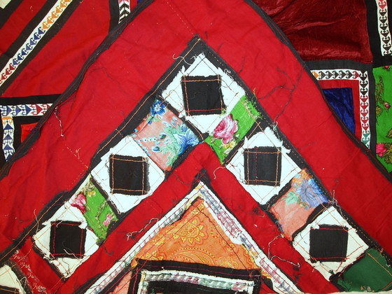 Image 1 of Handmade Vintage Uzbek Suzani Patchwork Kilim 4.3' x 7.5' (129cm x 227cm), 1960s - 1C46