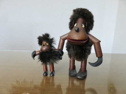 2 teakhouten holbewoners, jaren 60 70