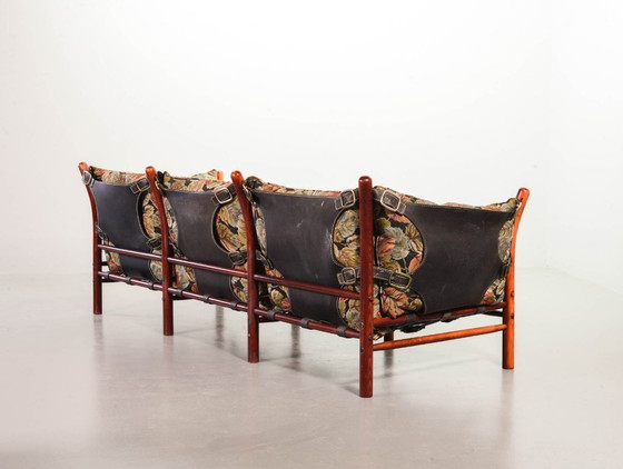 Image 1 of Beautiful Arne Norell 3-Seat ‘Ilona’ Rosewood Sofa for Arne Norell AB Aneby Möbler with Autumn Leaves Fabric Upholstery. Sweden.