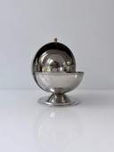 Vintage bolvormige RVS suikerpot met klapdeksel