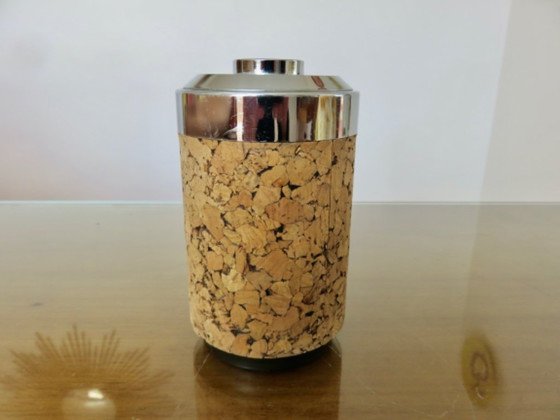 Image 1 of Edizione "Caimi F.LLI" Italia, 1980, dispenser di sigarette in sughero e cromo