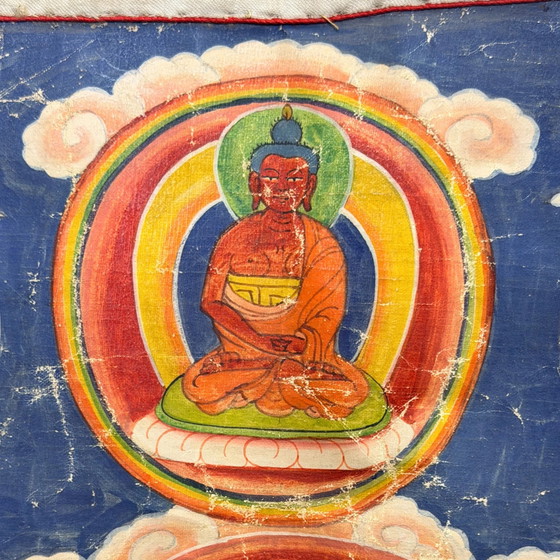 Monumentale Paubha Newar népalaise du XIXe siècle de Rakta Tara – Tara Rouge du Vœu et de la Prospérité – (photo 3 of 11)