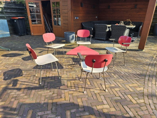 3x Gispen 216 y 4x Gispen 116 de Wim Rietveld Silla – eetkamerstoelen, Wood, Metal