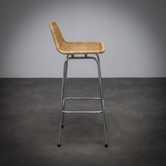 Image 1 of Set of 5 Rattan Bar Stools by Rohé Noordwolde, Netherlands, 1960s