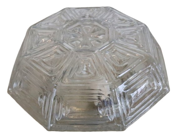 Image 1 of NOS Wika hexagon plafondlamp plafonniere glas vintage