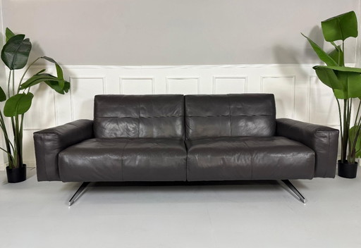 Rolf Benz 50 Leather Grey Anthracite Sofa Couch Relax function