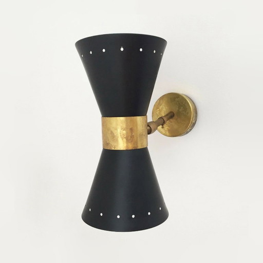Diabolo-vormige wandlamp, design uit de jaren 50.