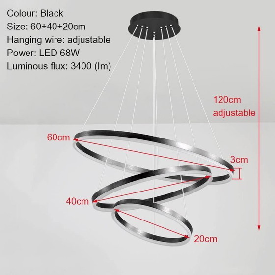 Image 1 of Königlicher Kronleuchter mit 3 schwarzen Acrylkreisen