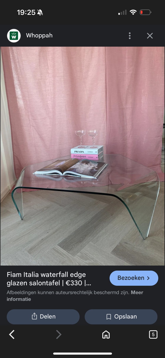 Image 1 of Fiam Italia Salontisch Wasserfall, gebogenes Glas. 