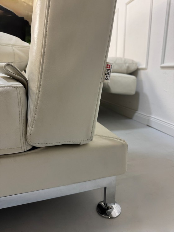 Image 1 of Brühl Moule hoekbank leren bank wit slaapfunctie