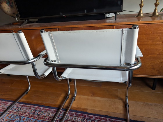 Image 1 of 2 x Martin Stam Rohrrahmenstühle 70er Jahre weißes Leder.