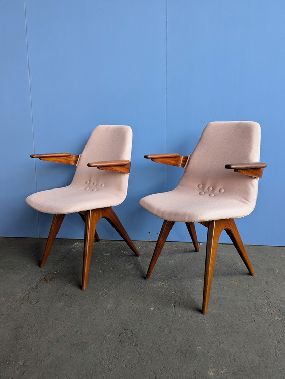 Image 1 of 4x vintage teak eetstoelen G.J. van Os Culemborg