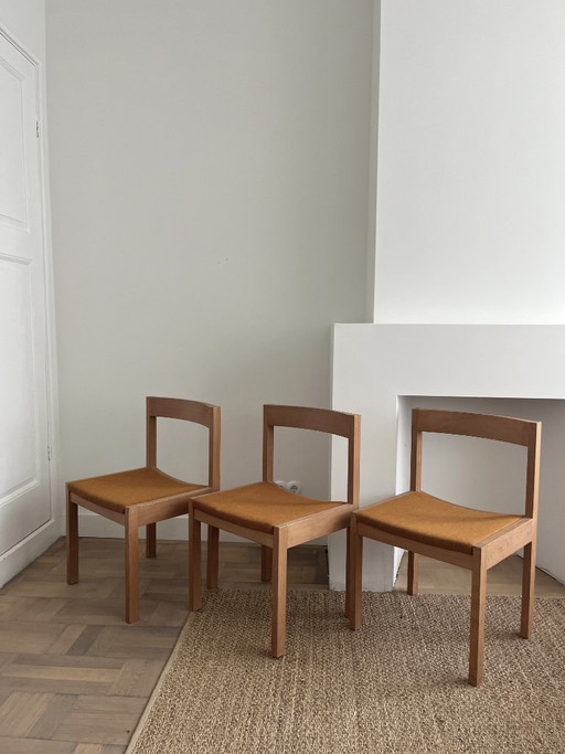 Gerard Geytenbeek voor AZS, set van 6 eikenhouten eetkamerstoelen, jaren 60, gesigneerd