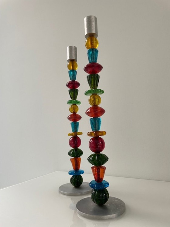 Image 1 of Set of 2 designer candlesticks - Räder Germany, 41 cm