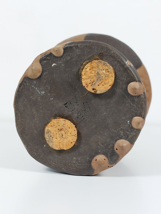 Image 1 of Vaso d'artista in ceramica vintage organica con smalto fluido, anni '80