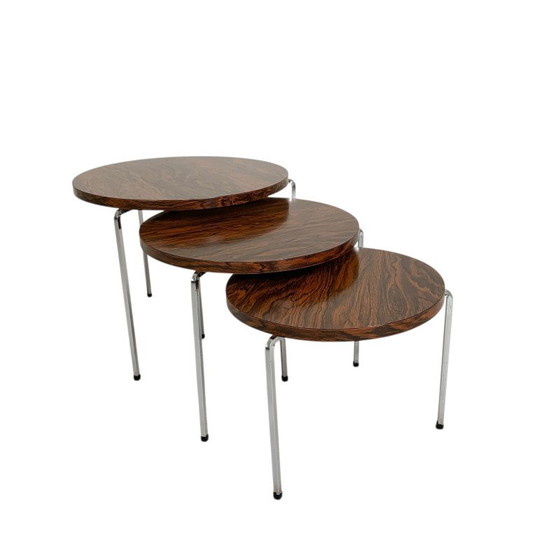 Petite table basse vintage avec imprimé bois, années 60, Meubles, Retro (photo 8 sur 9)
