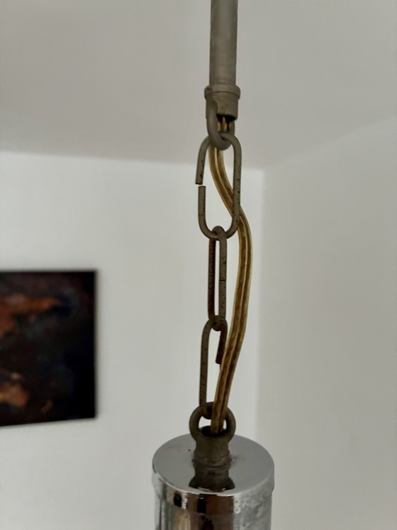 Vintage Pendant Lamp 3 Glass Spheres Fischer Leuchten – Chrome (photo 11 of 13)