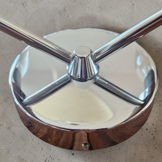 Image 1 of Applique doppia in stile scandinavo - Vetro scolpito e legno di teak - Anni '60