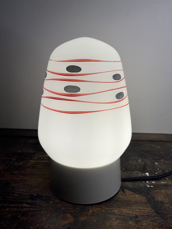 Image 1 of Vintage mid century opaal glazen plafond lamp 