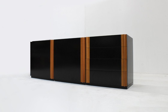 Image 1 of Buffet italien vintage, bois et marbre, années 1970