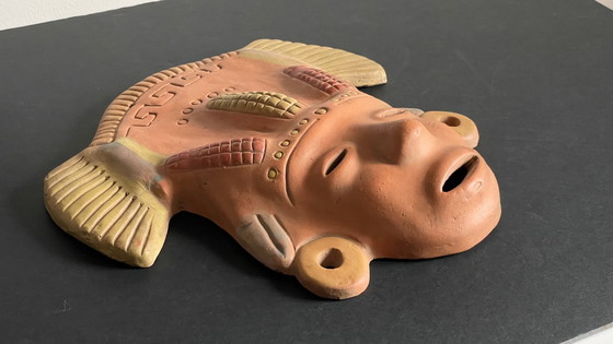 Image 1 of Masque Terre Cuite Reproduction Vintage Mexique