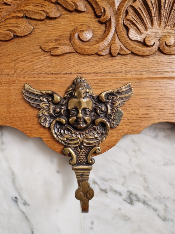 Image 1 of Porte-manteau mural vintage en bois, style français