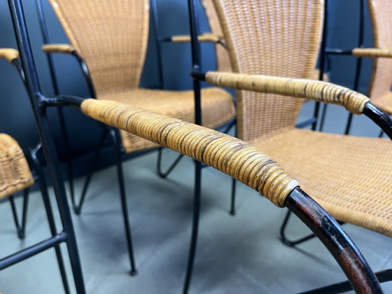 Image 1 of Rieten stoelen van Frederick Weinberg, jaren 60, set van 6