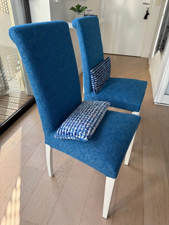 Image 1 of Set of 4 Calligaris chairs with Designers Guild covers – excellent condition