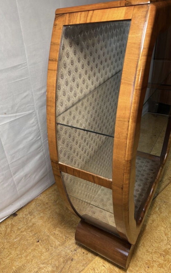 Image 1 of Vitrine Art Déco vintage en noyer, années 1930-1940