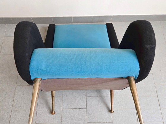 Image 1 of Vintage fauteuil uit 1950, rockabilly wollen jersey, DLG Marco Zanuso Arflex jaren 50