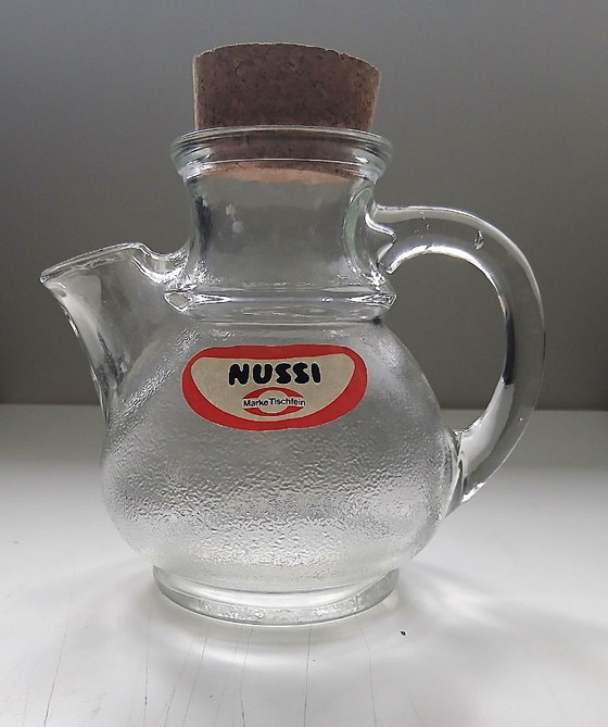Vintage 60s German nut jar / dispenser Nussi (by WMF), Marke Tischfein, Glass & Decanter, Cork, Glass (photo 2 of 9)
