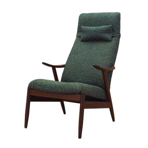 Groen gemêleerde fauteuil, Deens ontwerp, jaren 1970, productie: Denemarken
