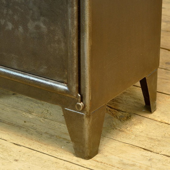 Polished iron medical cabinet, 1950s, kovona, Display cabinets, Metal, Glass, Black, Vintage (photo 12 of 13)