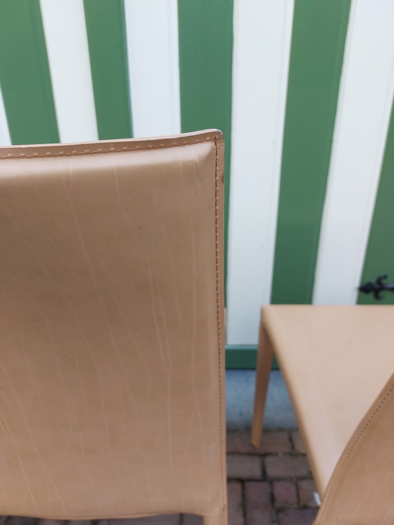 Image 1 of 6 x Kamel-Leder-Esszimmerstühle