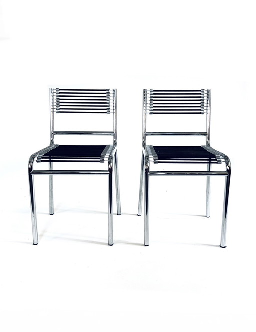 2x chaise de salle à manger 'Sandows', René Herbst '70