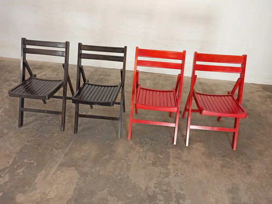 Image 1 of 4 vintage houten klapstoelen