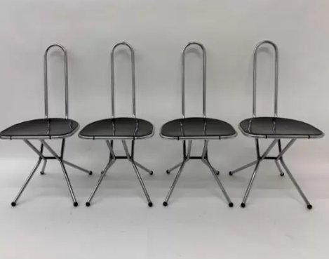 Ensemble de 4 chaises pliantes post-modernes par Niels Gammelgaard pour Ikea , 1980's