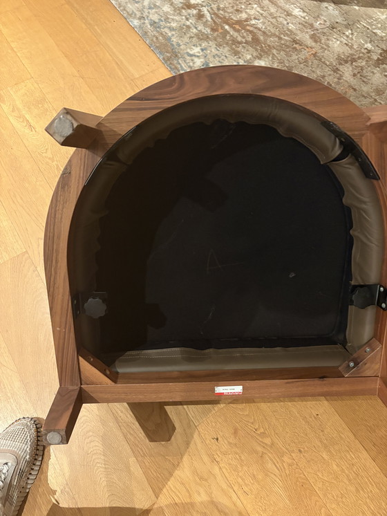 Image 1 of „Flexform-Lage-Loungehocker – Leer & Hout – Made in Italy-Design“