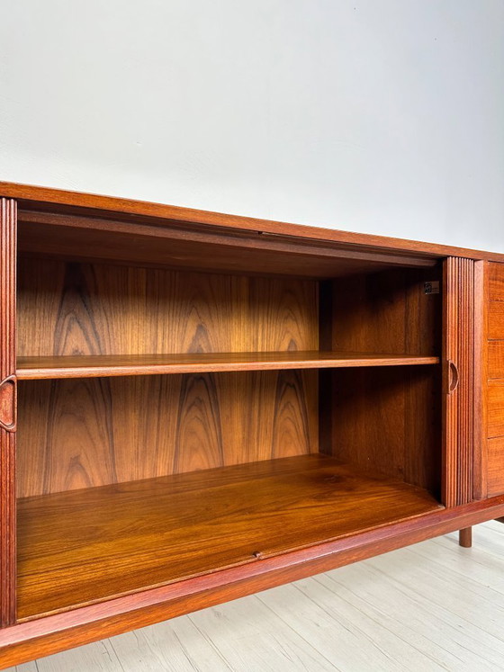 Image 1 of 1958 Danish Teak Sideboard Model 309 by Peter Hvidt & Orla Mølgaard-Nielsen for Søborg Møbelfabrik – Mid-Century Tambour Credenz